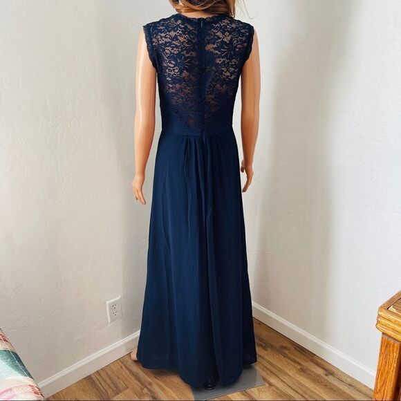 MIUSOL Navy Lace & Sheer Maxi Dress MEDIUM NWT - Picture 4 of 11